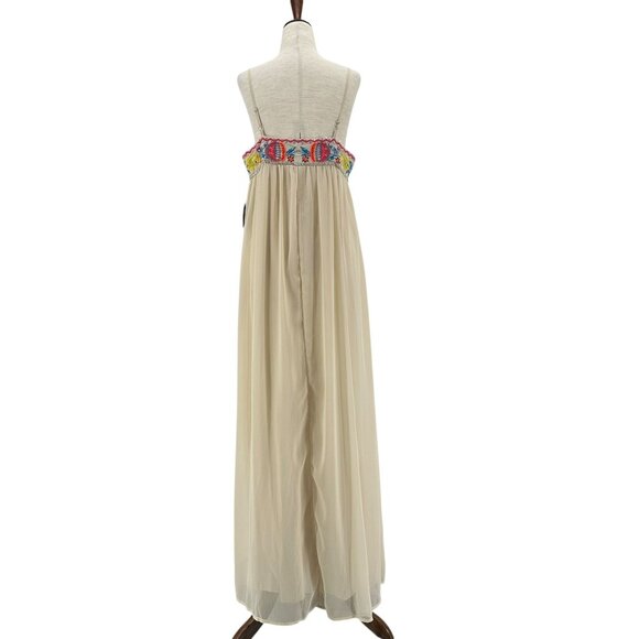 NEW Boston Proper Womens Small Dress Embroidered Floral Maxi Multicolor Beige - Picture 7 of 11